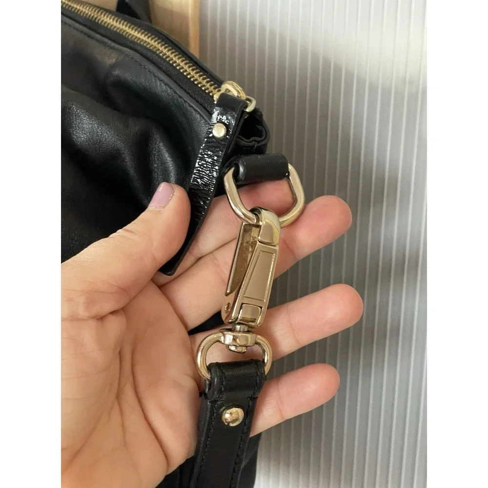 Kate Spade Hampton Purse Leather Satchel Shoulder Bag‎ Black Modern Casual